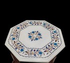 18'' white Marble table Top center corner pietra Dura inlay decor antique ihd