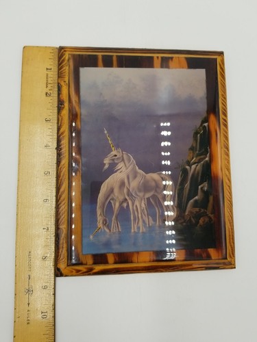 Vintage Sue Dawe Unicorns 1984 Art Print Wood Lacquer Mythical Fantasy 8.5 X 6.5 - Picture 8 of 11