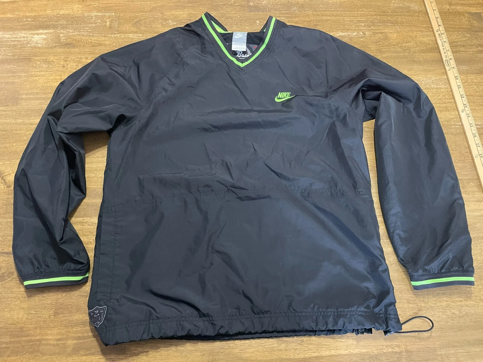 Nike Sweatshirt, Men's Large, Black Green, V-neck, Pullover, Windbreaker