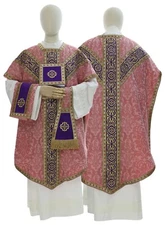 Rose/violet Pugin Chasuble with stole Vestment Casulla Rosa Casula PY849RF26