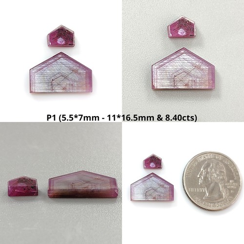Rosemary Pink Sapphire Flat Slice Loose Gemstone Uneven Shape 2pcs For Jewelry - Imagen 11 de 13