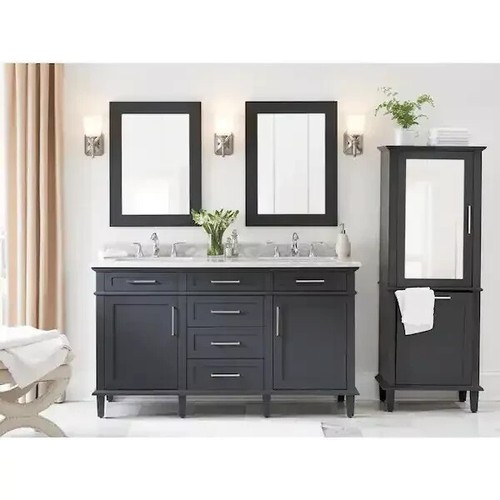 Home Decorators Sonoma 22 in. W x 30 in. H Rectangular Vanity Mirror Dark Charco - Picture 4 of 6