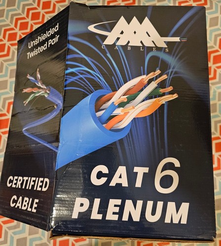 AAA CMP CAT6 Plenum 1000ft CMP Rated 23AWG 550MHz UTP Ethernet Cable White UTP - Picture 3 of 4