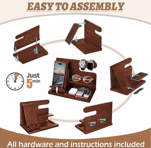 Phone Docking Station Ash Key Holder Stand Watch Organizer Men Gift - 第 10/11 張圖片