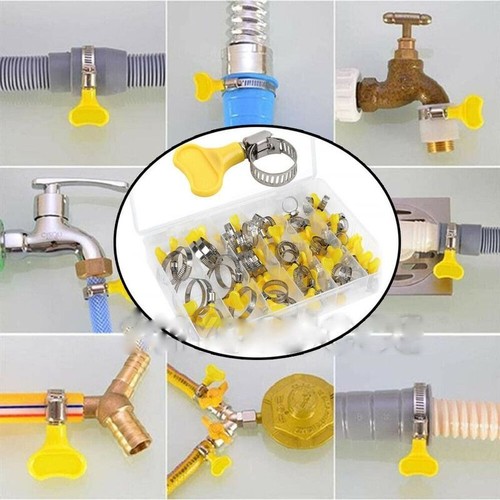 20pcs Hose Clamp Hand-tightening Stainless Steel Handle Type 16-25mm 19-29mm - Picture 6 of 11