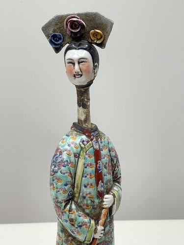 Nodding Head Court Lady Woman Immortal Chinese Famille Rose Porcelain Empress - Picture 9 of 13