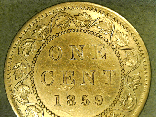 1859 Canada Lg. Cent Narrow 9 Double-Struck 5 Variety 2 Die-Cracks Dble. Letters - Picture 5 of 13