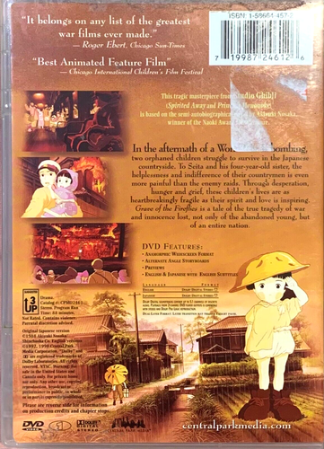 Grave of the Fireflies 1988 Studio Ghibli Film DVD Japanese Anime Akiyuki Nosaka - Picture 2 of 2