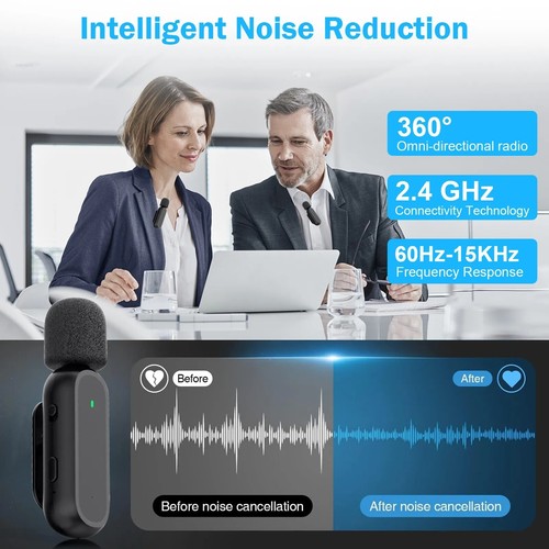 Wireless Microphone Audio Video Recording Type-C For iPhone 15 For Android Phone - Afbeelding 16 van 19