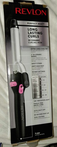 REVLON LONG LASTING 3X MEDIUM CURLS CURLING IRON 30 Heat settings 1"barrel (NEW) - Picture 2 of 11
