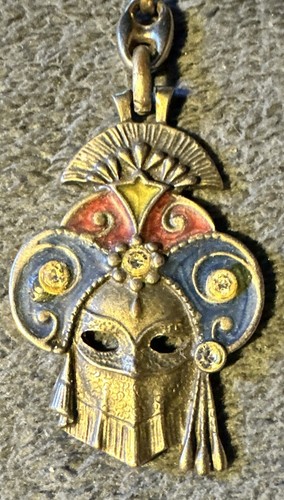 Renaissance Fair Mask Keychain Masquerade Knight Mask Ornate KeyRing - Picture 2 of 5