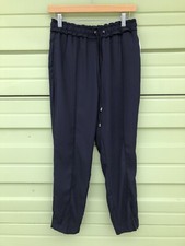 NEW ZARA WOMAN NAVY BLUE JOGGER PANTS ELASTIC WAISTBAND Sz M Waist 28   3129