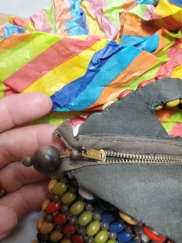 Czech Colorful Wooden Bead Handbag Vintage - Picture 9 of 9