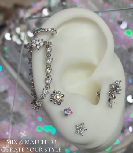 Nose Ring Helix Cartilage Piercing Hoop CZ Crystal Hoop Small Nose Ring Septum - Video 1 of 1
