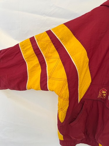 Vintage 90s USC Trojans Football Starter Jacket Pullover Quarter Zip Hooded XL - Picture 16 of 19