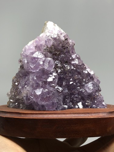 Amethyst On Customized Wood Stand Quartz Druzy Cluster Healing 1LBS 9.2oz N28 - Picture 7 of 12