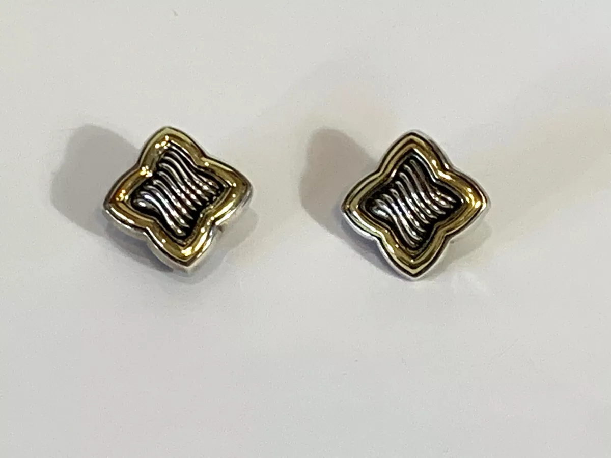 DAVID YURMAN Quatrefoil Earrings in Sterling Silver and 18K Yellow