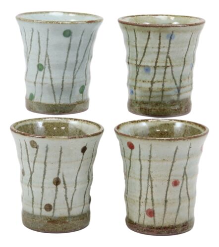 Japanese Colorful Abstract Pussy Willows Glazed Porcelain Coffee Tea Cups Set - Picture 2 of 5