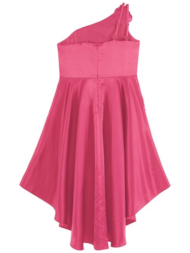 Kids Girls Dresses Graduation Prom Dress Skirt Gown Ceremony One Shoulder Ball - Picture 47 of 68