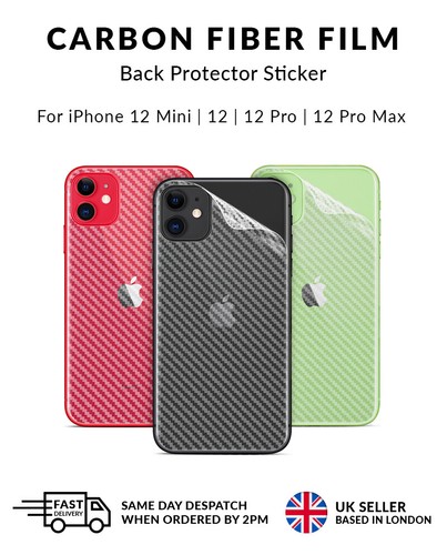 iPhone 13, 12 /Mini/Pro/Max Carbon Fiber Skin Back Protector Sticker Vinyl Wrap - Picture 2 of 24