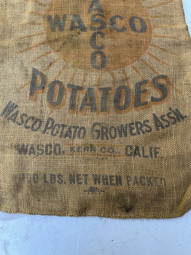 Vintage Wasco Burlap Potato Sack 100 Lb Valley Gold California 34 X 20 - Picture 3 of 5