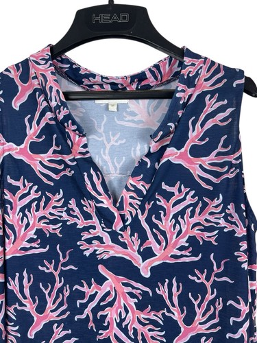 Simply Southern ärmellose Tunika blau rosa Korallenriff Print Strand Sommer Top M - Bild 3 von 13