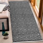 100% Cotton Diamond 2x5 Runner Rug Fully Reversible, Machine Washable, Black ...