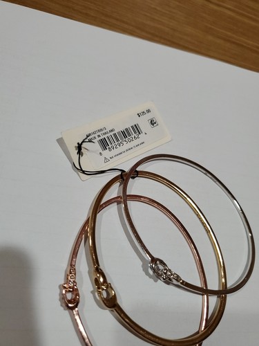 NEW Coach SET 3 Signature Bangles/BRACELETS- GOLD, SILVER, ROSE GOLD - Picture 6 of 6