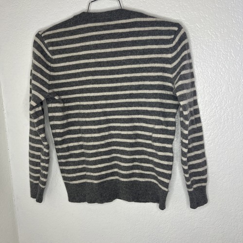 J Crew Holly grau weiß gestreifter Wollstrickpullover Pullover Größe Medium - Bild 6 von 7