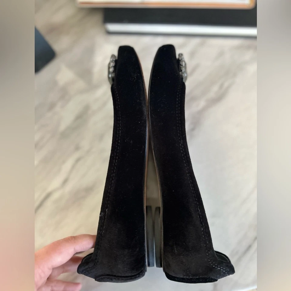 Talbots Negro Terciopelo y Gris Estrás Ballet Plano Foto 3 de 4