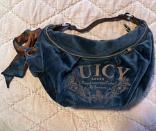Juicy Couture Blue Hobo Shoulder Bag Zip Clos...