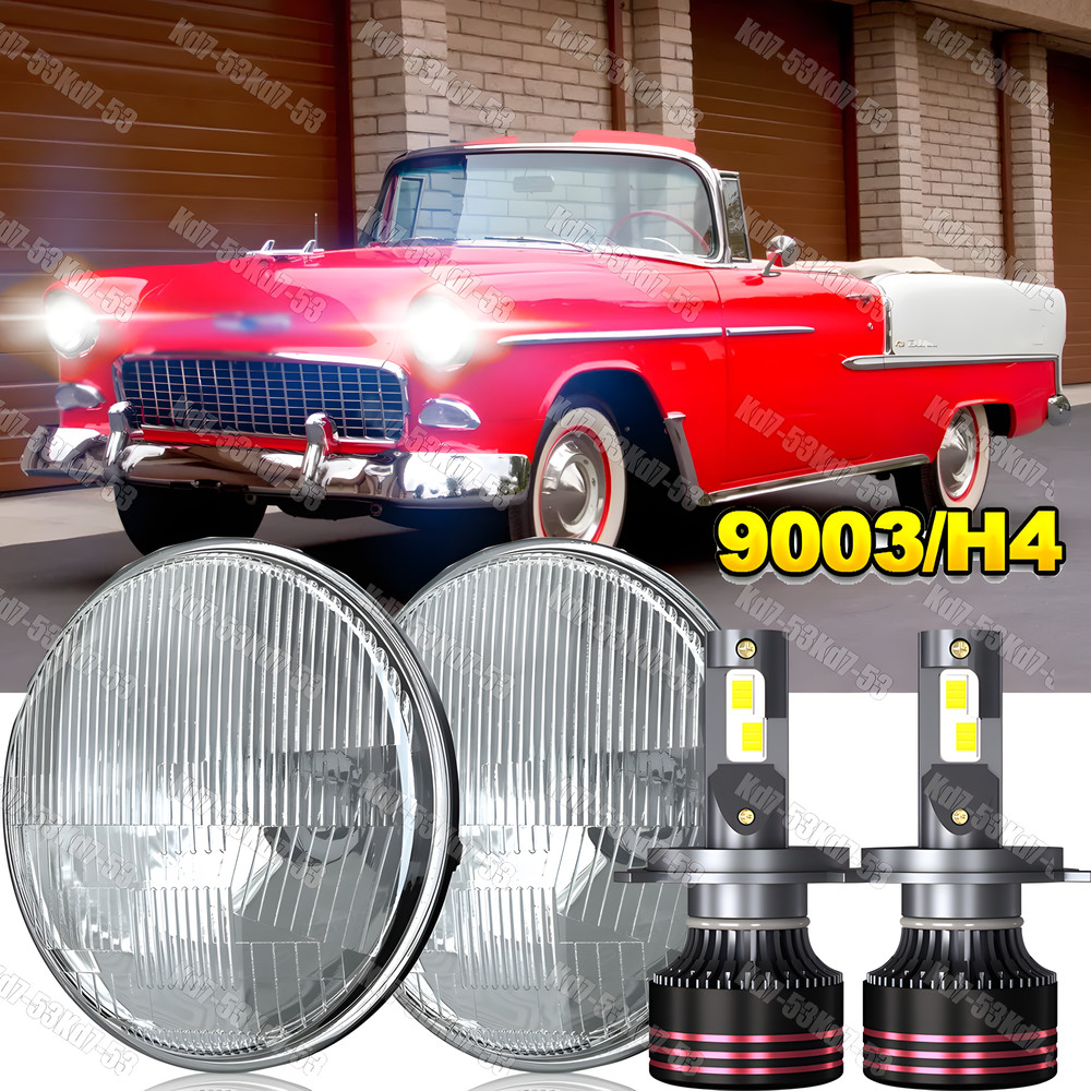 Pair 7" Inch Round Led Headlights Hi/lo Sealed Beam for 1955-1957 Chevy Bel Air