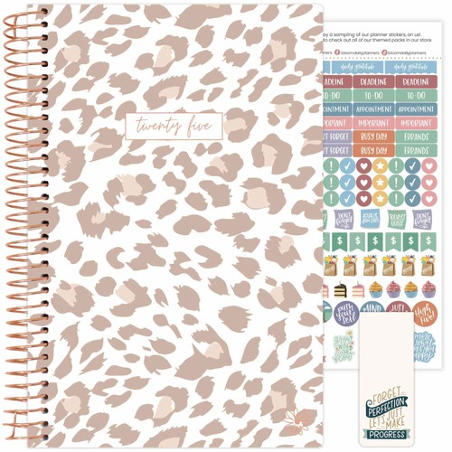 Bloom Daily Planners 2025 Planificador de Cubierta Suave, 5.5" x 8.25", Leopardo Tostado