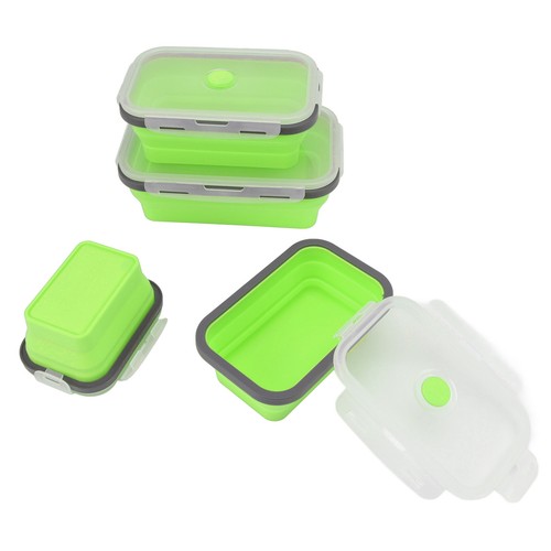 (Green)4pcs Silicone Food Storage Container Portable Kitchen Collapsible AM - Picture 7 of 22