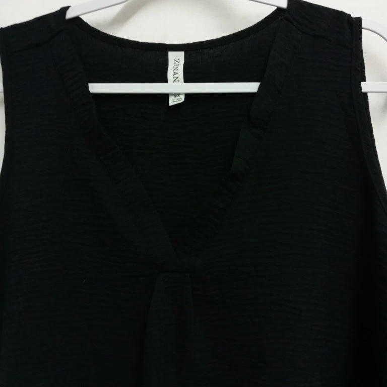 Zenana Women's Black 2X Sleeveless Top Polyester V-Neck - Image 4 of 4