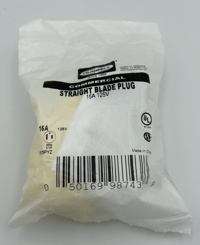 HUBBELL STRAIGHT BLADE PLUG 515PYZ COMMERCIAL 15A 125V - Picture 4 of 4