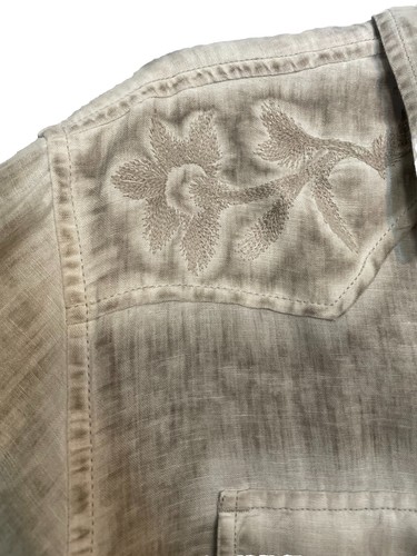 Guess Hemd Herren Large bestickt Western Perlen Druckknopf hellbraun Rodeo Cowboy - Bild 5 von 10