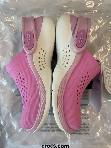 New Crocs kids Size 11 Ballerina Pink Rose Taffy Lite Ride Clog Shoes - Picture 3 of 7