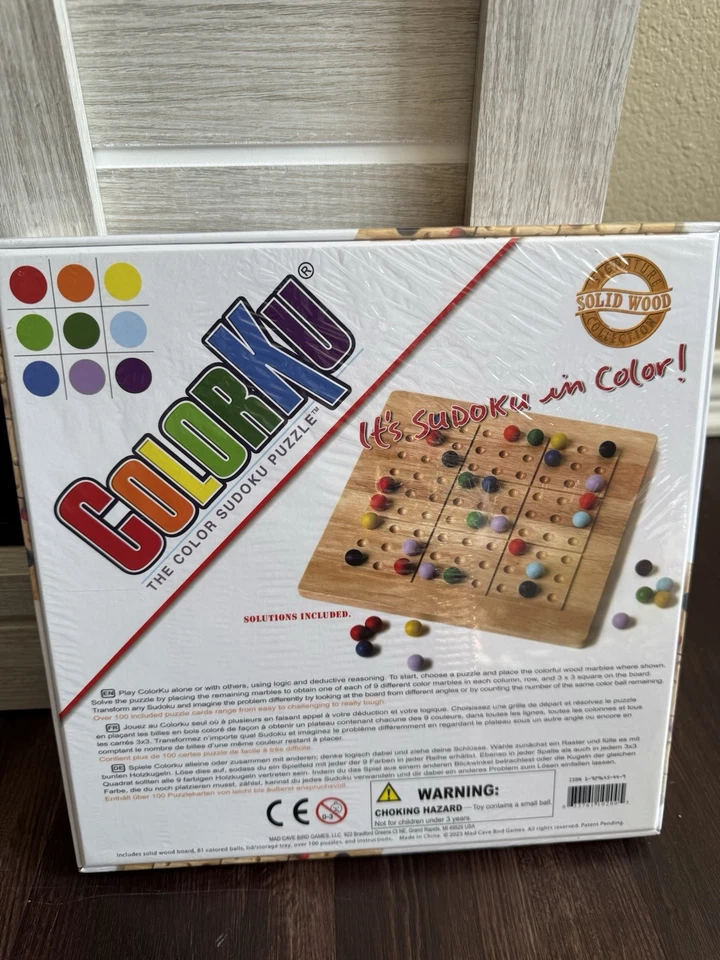 ColorKu The Color Sudoku Puzzle Game Board NEW Sealed Wood Board Balls Mad Cave - Image 2 of 2