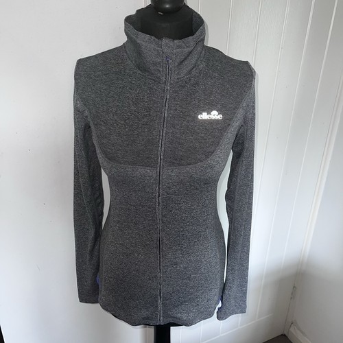 Ellesse Grey Funnel Neck Zip Mesh Panel Long Sleeve Top UK 12 *bnwt* active gym - Picture 3 of 24