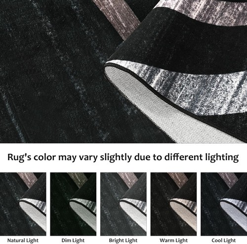 Schwarze Vorleger für Schlafzimmer Wohnzimmer, 4x6 Modern Abstrakt Geometrisch Waschbar... - Bild 6 von 10