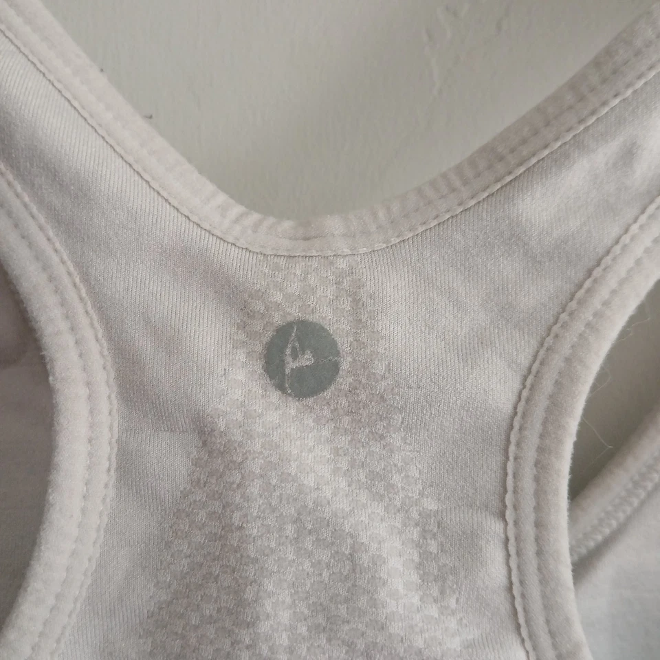 Sujetador deportivo Danskin mediano blanco acolchado espalda deportiva cremallera frontal ocio Foto 3 de 3