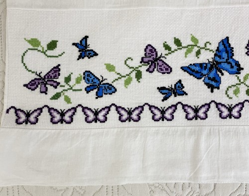 Par de Fundas de Almohada de Algodón Vintage Bordadas Mariposa Punto de Cruz 70x45cm - Imagen 18 de 24