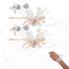 2pcs Pearl Decor Wrist Flower Wedding Bridal Wrist Flower Prom