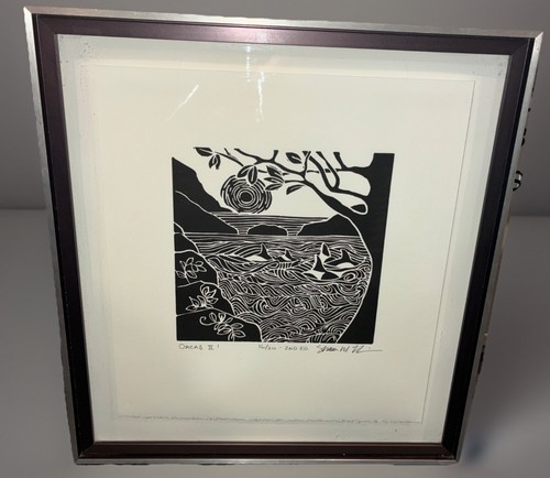 Edición Limitada Linocut ORCAS II Firmado #16/20 por Shawna Marie Franklin con Certificado de Autenticidad - Imagen 1 de 9