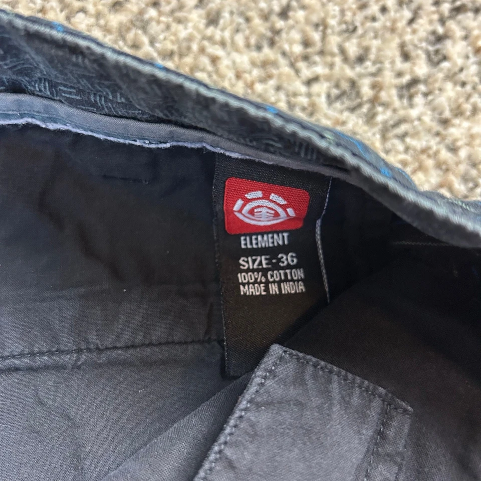 Pantalones cortos chinos de skateboard Element para hombre talla 36 negro azul a rayas Foto 3 de 4