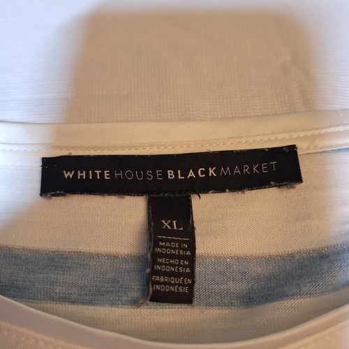 White House Black Market Blue White Striped Boat Neck Long Sleeved Shirt Size XL - Picture 6 of 11