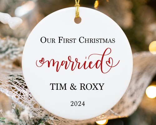 First Christmas Married Ornament, Mr and Mrs Baumschmuck, Our First Christmas - Bild 3 von 6