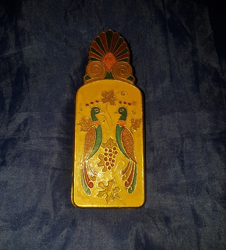 Vintage Greek Brass Enamel Clip Bookmark Birds & Columns Design Made In Greece - Picture 3 of 3