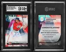 2020 Bowman's Best Best of 2020 Auto Jarren Duran #B20-JDU SGC 10 GEM Auto